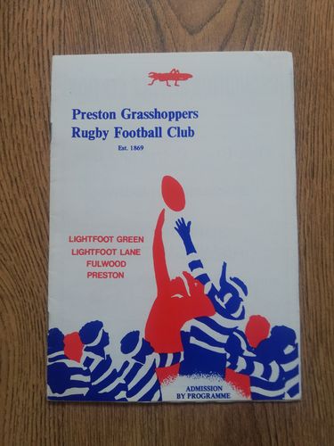 Preston Grasshoppers v Durham City March 1989 Rugby Programme