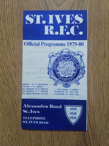 St Ives v Tredegar April 1980 Rugby Programme