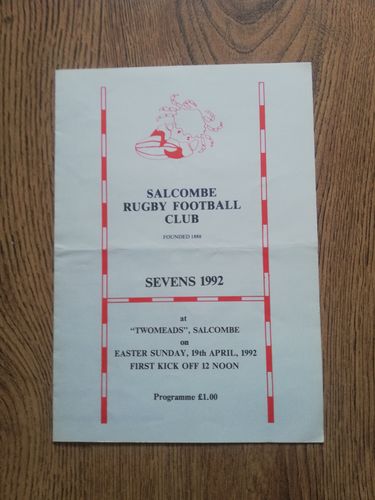 Salcombe Sevens April 1992 Rugby Programme