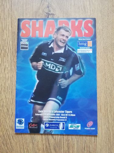 Sale Sharks v Leicester Tigers Nov 2001 Rugby Programme