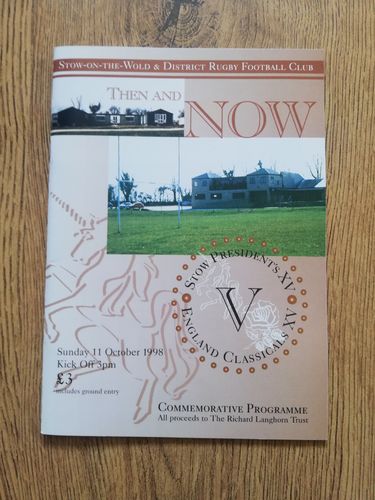 Stow President's XV v England Classicals XV Oct 1998 Rugby Programme