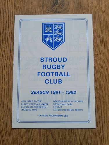 Stroud v Tredegar Oct 1991 Rugby Programme
