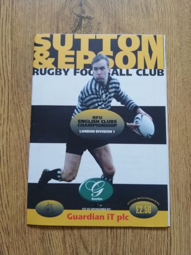 Sutton & Epsom v Guildford & Godalming Nov 2000 Rugby Programme