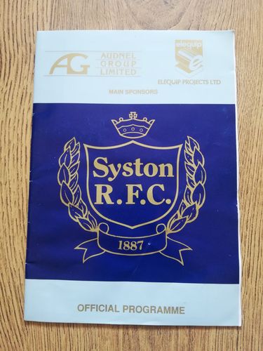 Syston v Dudley Jan 2000 Rugby Programme