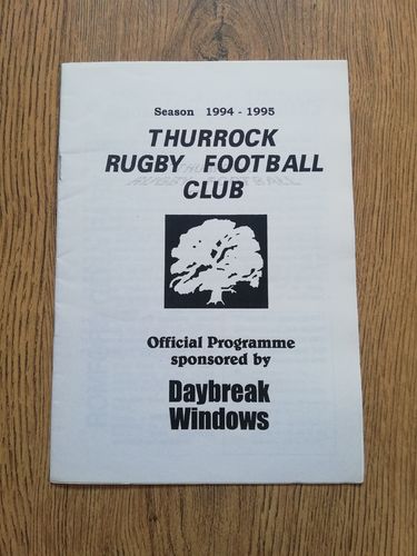 Thurrock v Romford Gidea Park Oct 1994 Rugby Programme