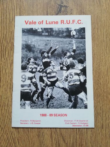 Vale of Lune v Durham City Oct 1988 Rugby Programme
