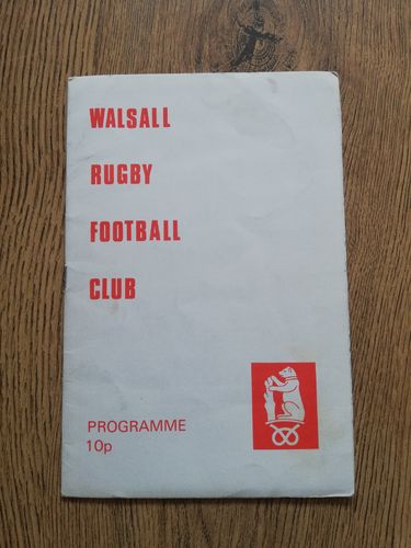 Walsall v Oxford Nov 1979 Rugby Programme