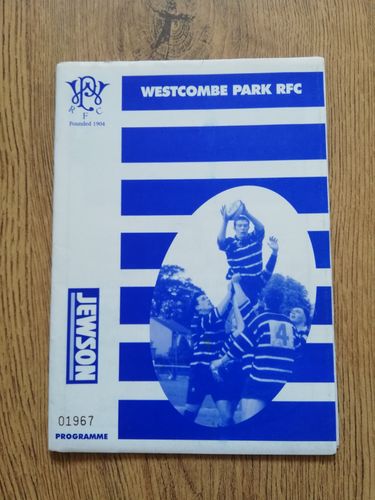 Westcombe Park v Tabard Nov 1999 Rugby Programme