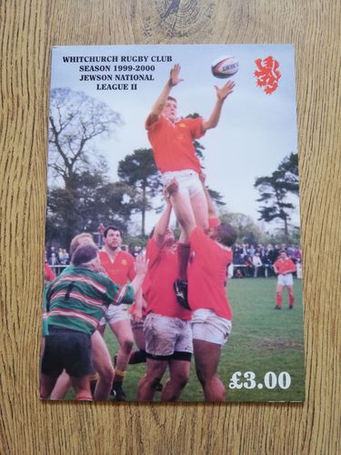 Whitchurch v Otley Oct 1999 Tetley's Bitter Cup Rugby Programme