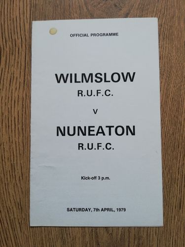 Wilmslow v Nuneaton April 1979 Rugby Programme