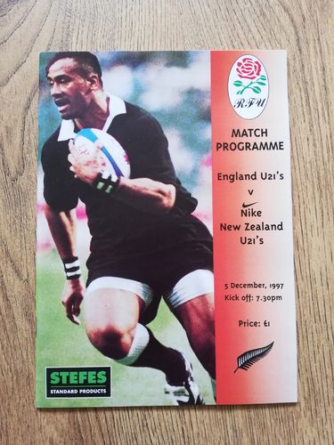 England U21 v New Zealand U21 Dec 1997 Rugby Programme