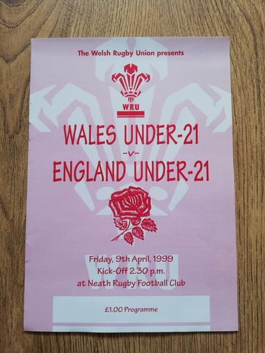Wales U21 v England U21 April 1999 Rugby Programme