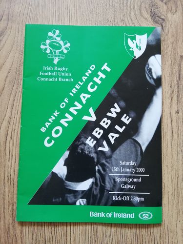 Connacht v Ebbw Vale Jan 2000 Rugby Programme