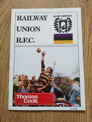 Railway Union v New Ross Feb 1996 Rugby Programme