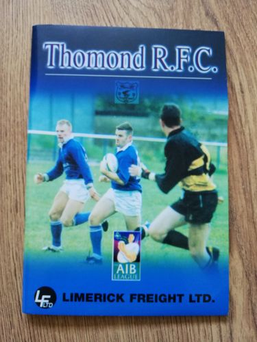 Thomond v Sunday's Well Nov 2001 Rugby Programme