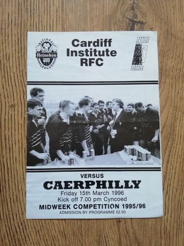 Cardiff Institute v Caerphilly March 1996 Midweek Competition Rugby Programme