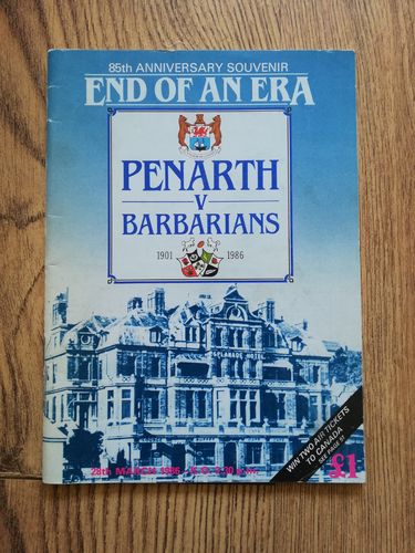 Penarth v Barbarians March 1986 Rugby Programme