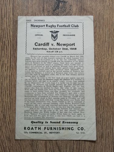 Newport v Cardiff Oct 1948