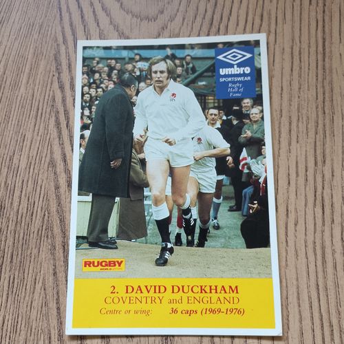 David Duckham - Coventry & England #2 Rugby World Hall of Fame Postcard