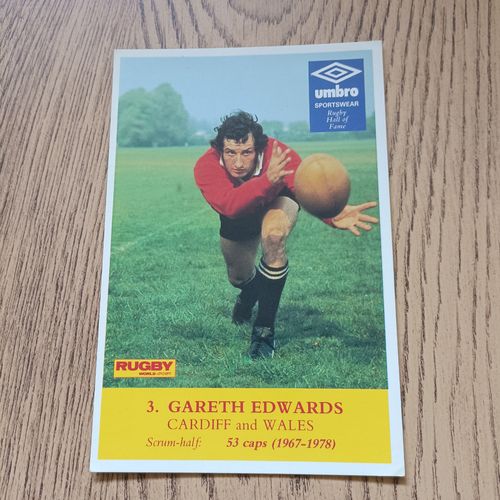 Gareth Edwards - Cardiff & Wales #3 Rugby World Hall of Fame Postcard