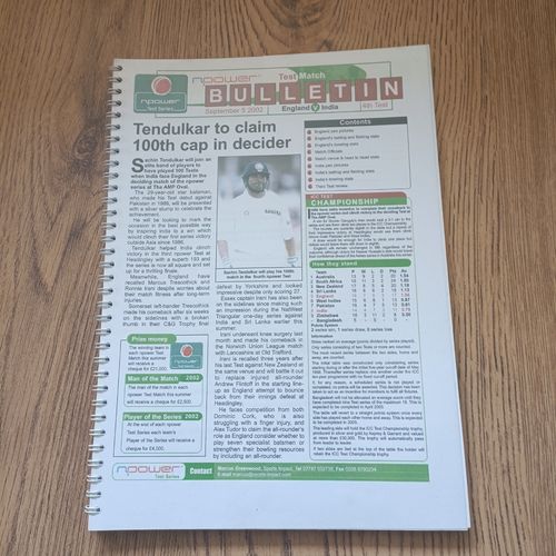 England v India 4th Test 2002 Test Match Bulletin Cricket Guide